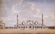 unknow artist View across the Courtyard of  the Jama Masjid in Delhi painting